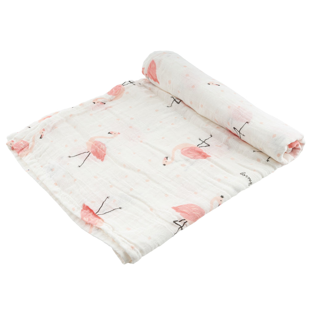 LuvlyMama Blush Flamingo 100% cotton Muslin Swaddle – 110× 120 cm