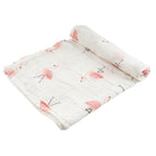 LuvlyMama Blush Flamingo 100% cotton Muslin Swaddle – 110× 120 cm