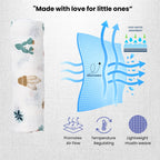 Soft Safari | Set of 3 Muslin Swaddles (100% Cotton) | 110 × 120 cm