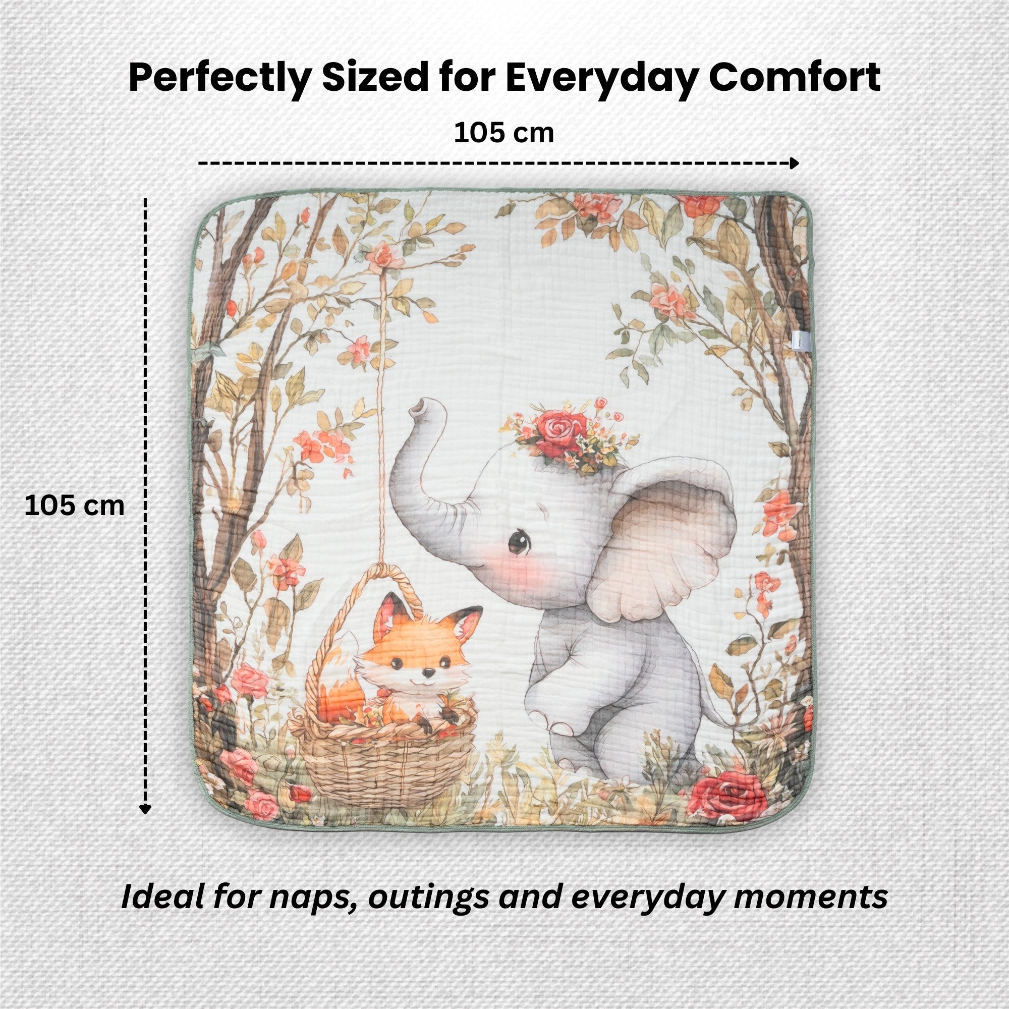 Forest Companion | 6 Layer Muslin Baby Blanket (100% Cotton) | 105 × 105 cm