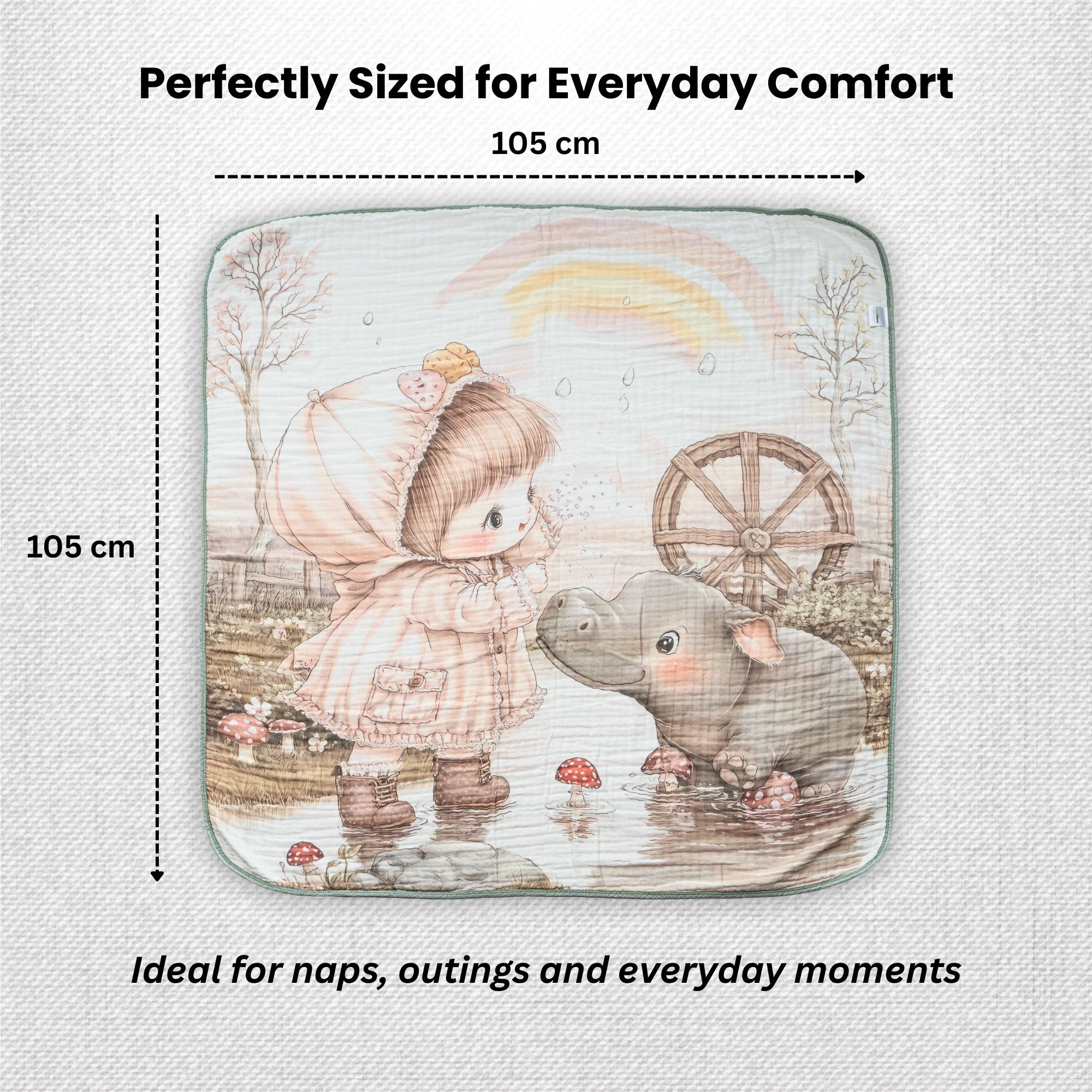 The First Best Friend | 6 Layer Muslin Baby Blanket (100% Cotton) | 105 × 105 cm