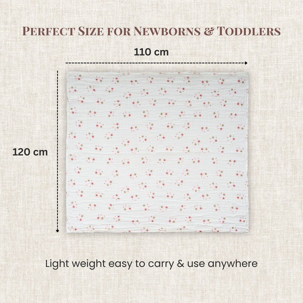 LuvlyMama Twinkle Star 100% cotton Muslin Swaddle – 110 × 120 cm