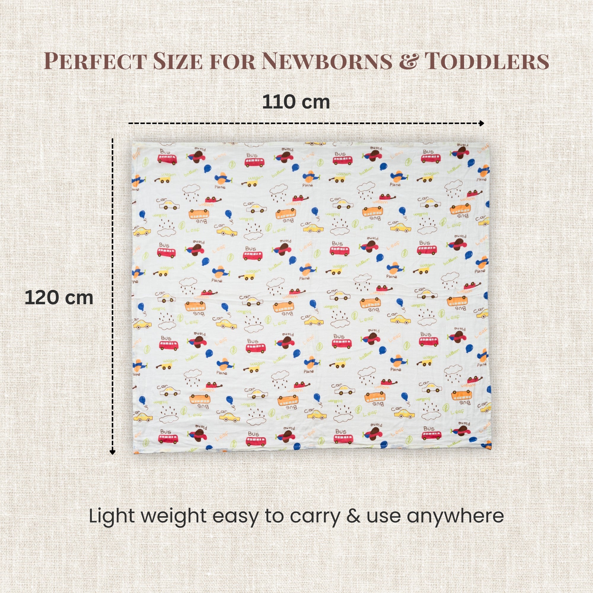 Playful Days | Set of 3 Muslin Swaddles(100% Cotton) | 110 × 120 cm