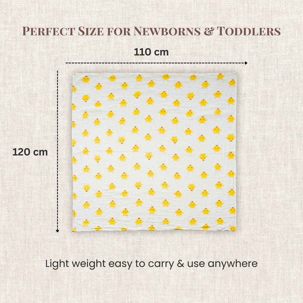 LuvlyMama Little Duckling 100% cotton Muslin Swaddle – 110 × 120 cm