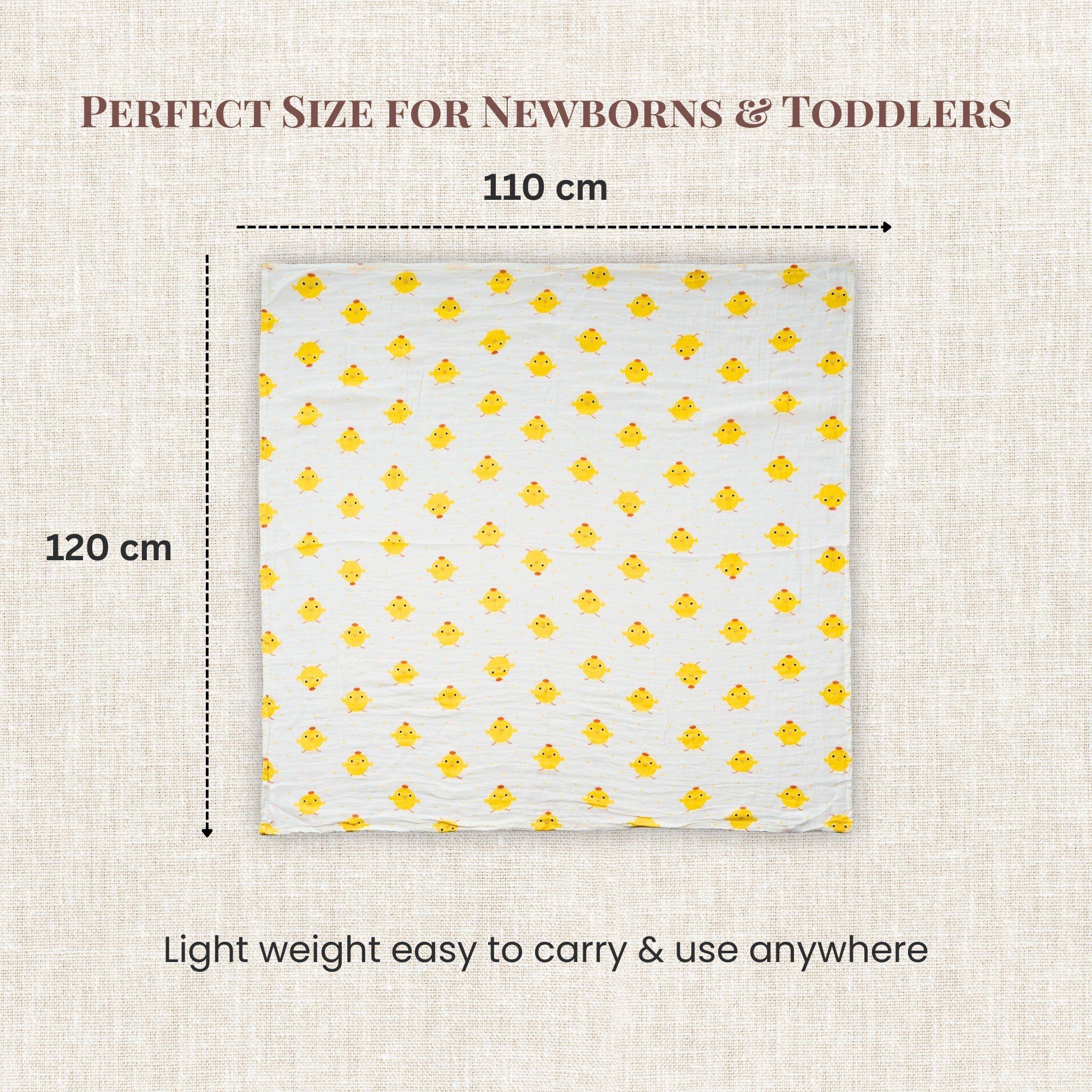 LuvlyMama Little Duckling 100% cotton Muslin Swaddle – 110 × 120 cm