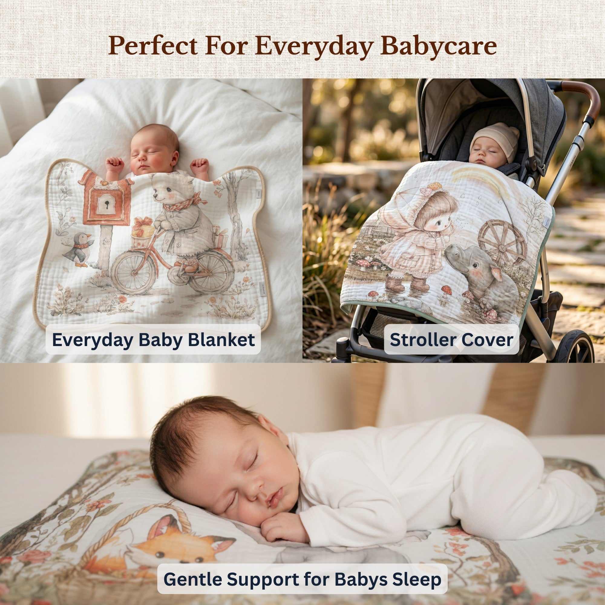 Panda Duet | 6 Layer Muslin Baby Blanket (100% Cotton) | 105 × 105 cm