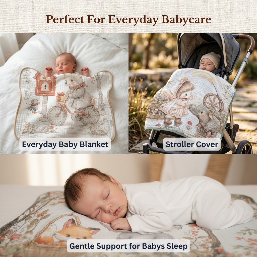 The Little Explorer | 6 Layer Muslin Baby Blanket (100% Cotton) | 105 × 105 cm