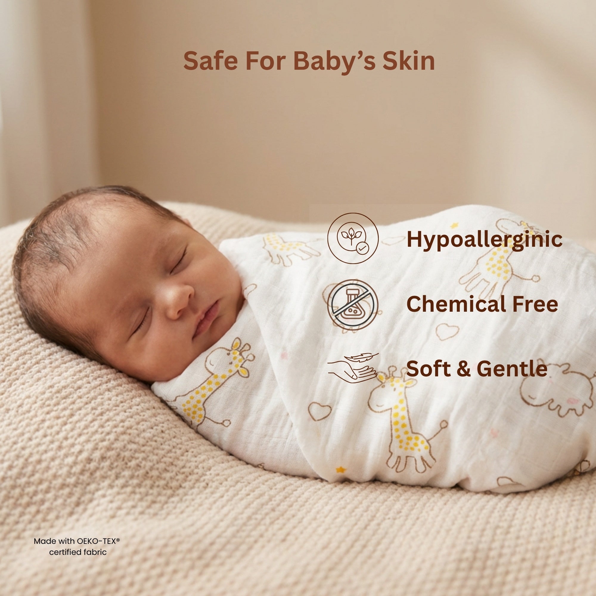 LuvlyMama Twinkle Star 100% cotton Muslin Swaddle – 110 × 120 cm