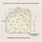 Tiny Roars | 4-Layer Muslin Baby Hooded Towel (100% Cotton) | 90 × 90 cm