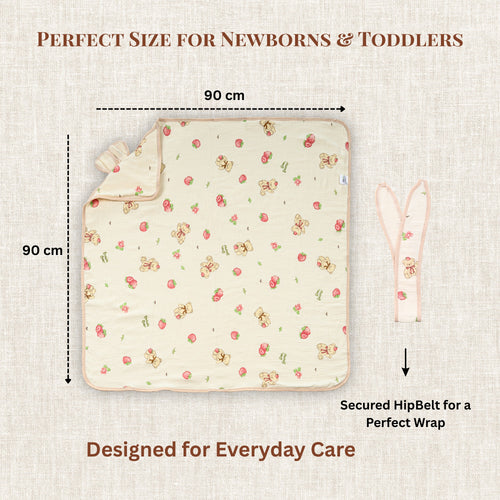 Berry Bear | 4-Layer Baby Hooded Towel (100% Cotton) | 90 × 90 cm