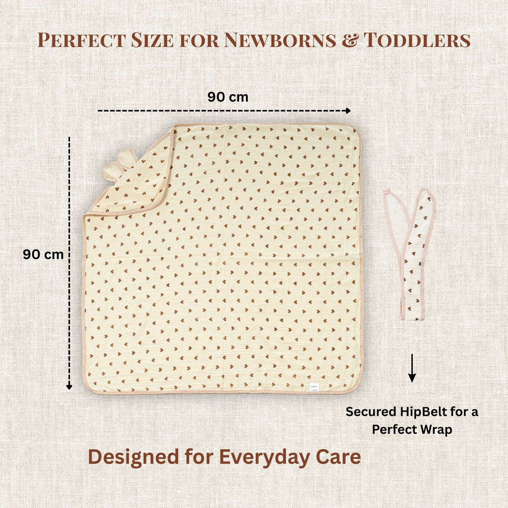 Little Love | 4-Layer Baby Hooded Towel (100% Cotton) | 90 × 90 cm