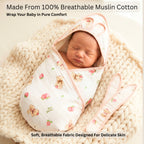 Berry Bear | 4-Layer Baby Hooded Towel (100% Cotton) | 90 × 90 cm