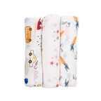 Playful Days | Set of 3 Muslin Swaddles(100% Cotton) | 110 × 120 cm