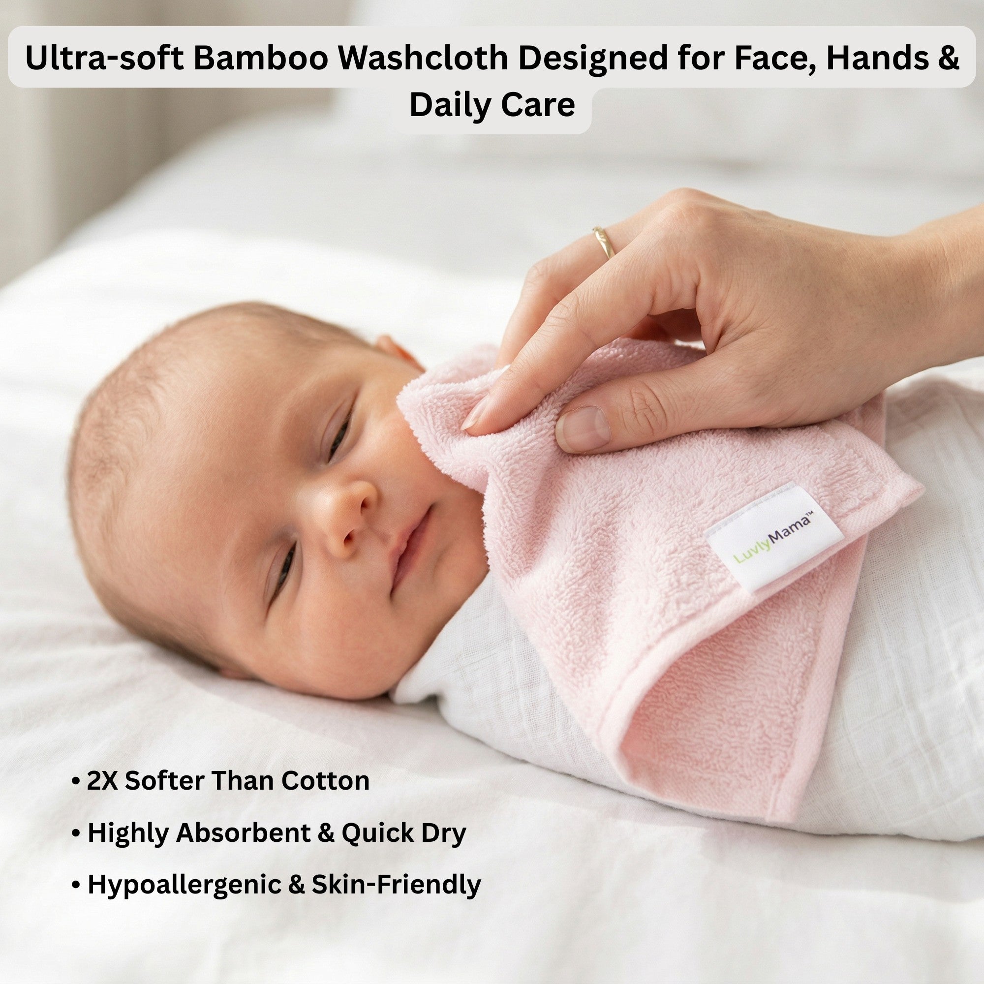 Ultra Soft Bamboo Wash cloth - Set of 5 (25 × 25 cm)